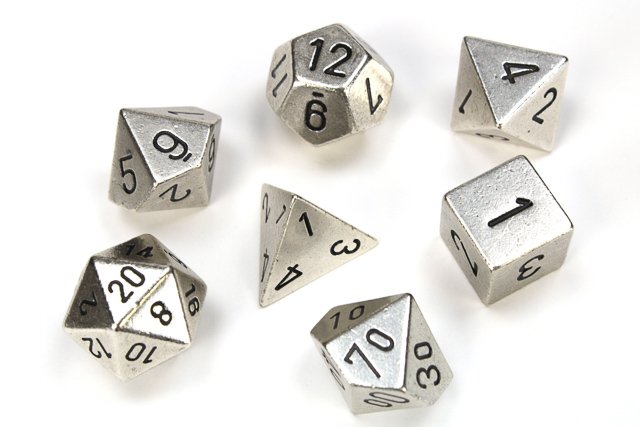 Metal Silver - 7 Dice Set