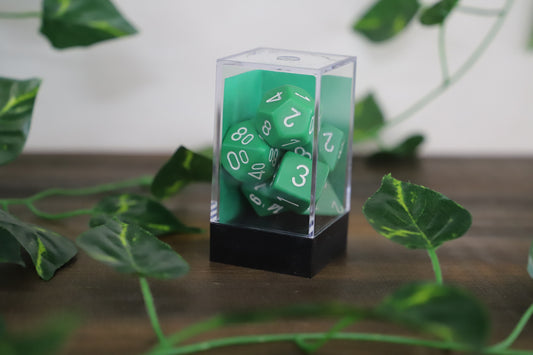 Green And White 7 Set Dice