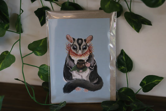 Sugar Glider Teatime Greeting Card