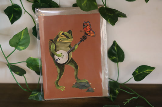 Banjo Frog Greeting Card