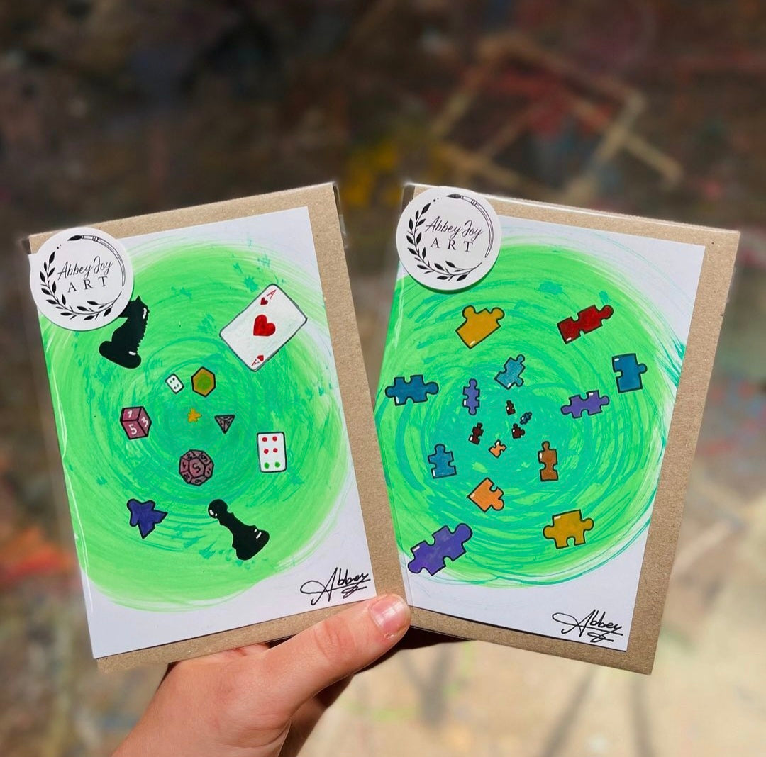 Game Pieces Spiral - Greeting Card